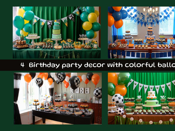 Birthday party decor with colorful balloons