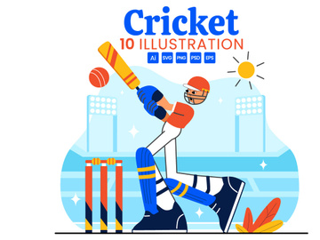 10 Cricket Player Illustration