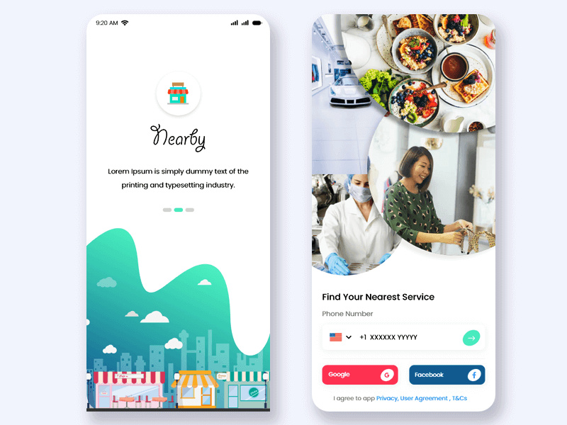 Nearby Shops and Services mobile app UI Kit