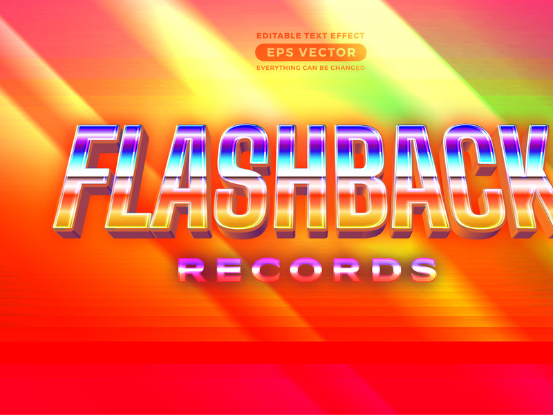 Flashback retro editable text effect style with vibrant ~ EpicPxls