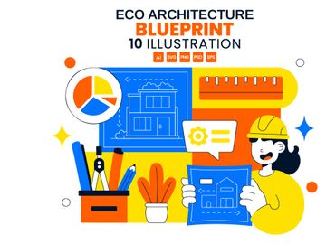 10 Eco Architecture Blueprint Illustration