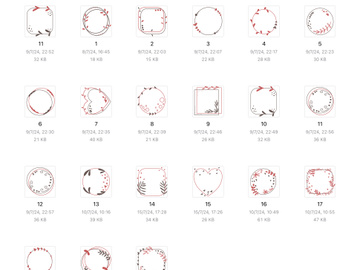 20 icons red brown floral frame flowers