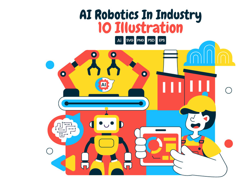 10 AI Robotics In Industry Illustration by denayuneep ~ EpicPxls