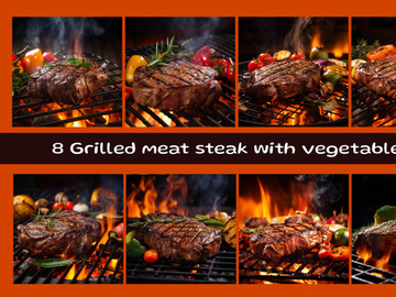 Grilled meat steak with vegetables