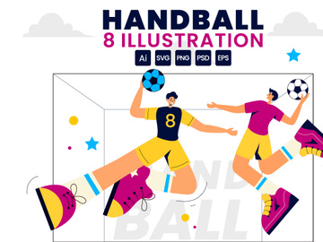 8 Handball Sports Illustration