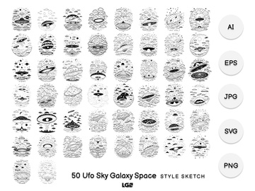 Ufo Sky Galaxy Space Element Draw Black