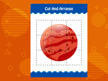 10 Pages Cut and arrange with a planet worksheet for kids. Educational game for children