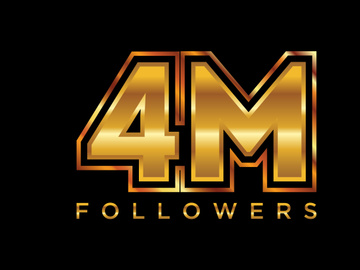 3d golden 4M followers social media celebration design. Vector illustration