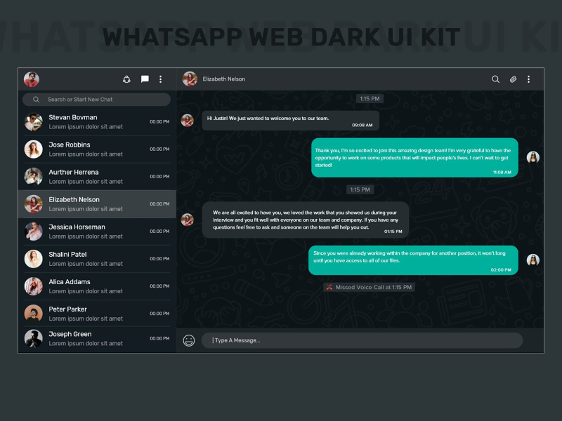 Whatsapp Web Dark UI Kit By Scrillo Designers EpicPxls