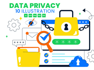 10 Data Privacy Vector Illustration