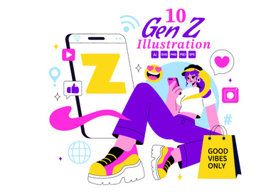 10 Gen Z Lifestyle Vector Illustration