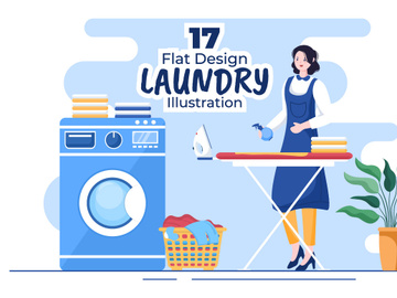 17 Laundry Wash and Drying Machines Illustration