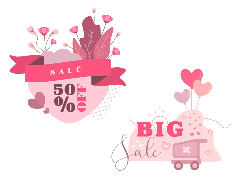 Valentine's Day Sale Editable Vector Scene Creator