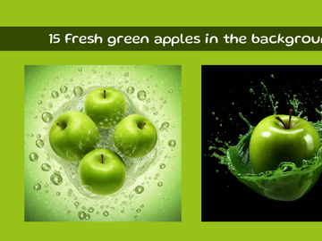 Fresh green apples in the background