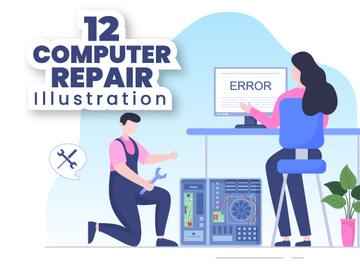 12 Computer Repair or Service Illustration