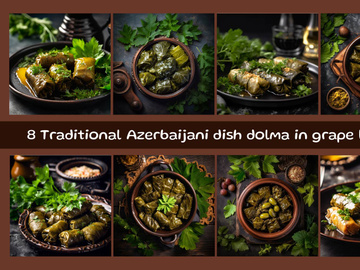 Traditional Azerbaijani dish dolma in grape leaves