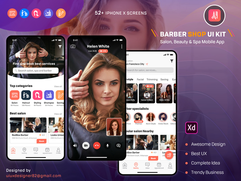 Barber Salon UI Kit by UI-UX Designer ~ EpicPxls