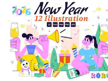 12 Happy New Year 2026 Illustration
