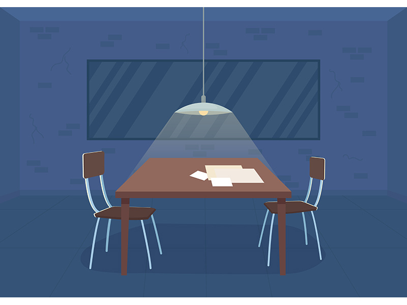 Interrogation room flat color vector illustration by The EpicPxls