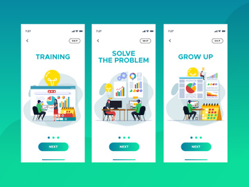 Busines steps onboarding mobile app illustration