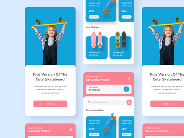 Kids Skateboard Shop Mobile App UI Kit
