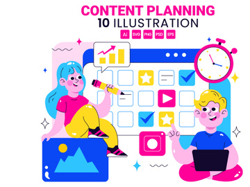 10 Social Media Content Planning Illustration