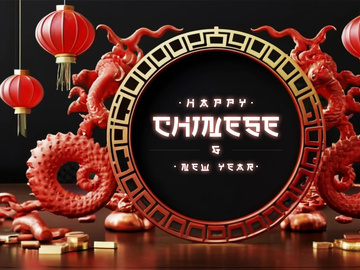 PSD 3d rendaring realistic chinese new year background bundles