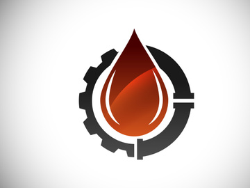 Fire flame icon in a shape of drop. Oil and gas industry logo design concept.