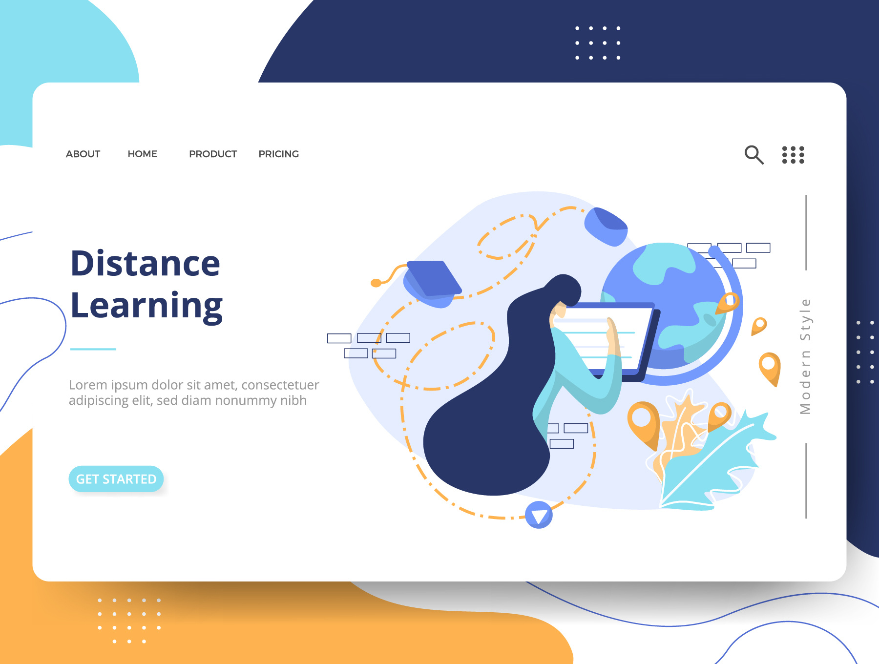 Ilustrasi Set Pendidikan E-Learning