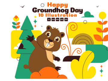 10 Happy Groundhog Day Illustration