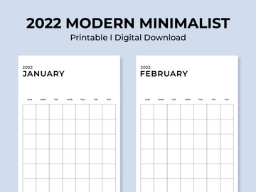 Monthly Calendar Vertical Printable Calendar Template Year 2022 Calendar Monday-Sunday A4/Letter