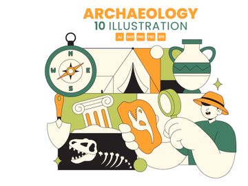 10 Archaeology Vector Illustration