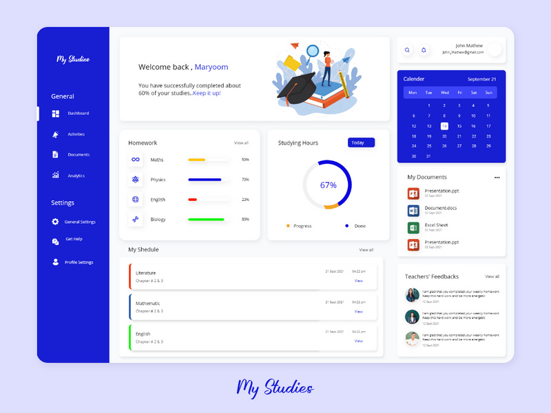 Students Dashboard Design by SHAH RUKH KHAN EpicPxls