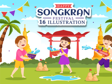 16 Songkran Festival Day Illustration