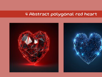 Abstract polygonal red heart