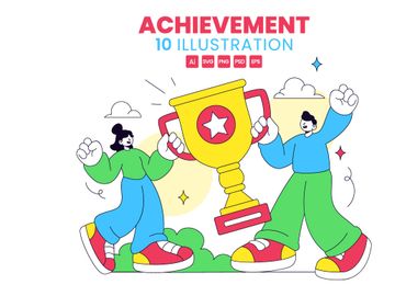 10 Achievement Vector Illustration