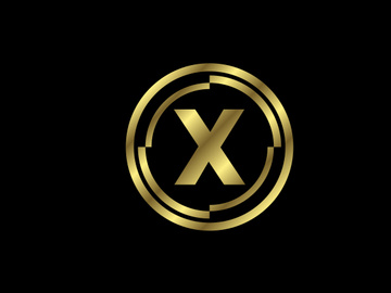 Golden English alphabet with golden circle frames. English alphabet, vector illustration