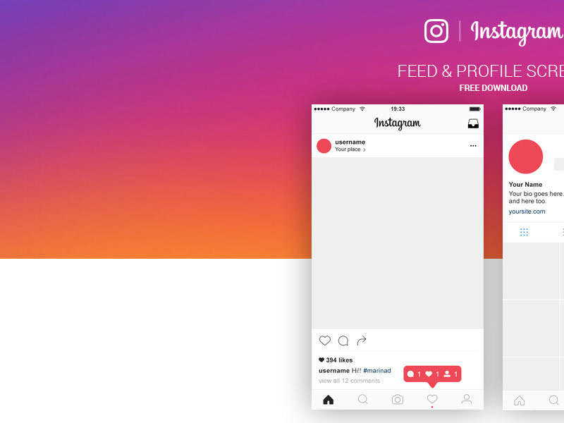 FREE | Instagram Feed & Profile Screen PSD UI by Marina ~ EpicPxls