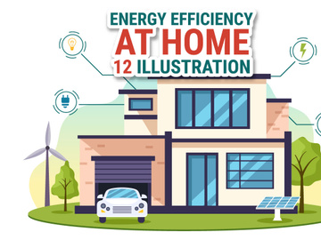 12 Energy Efficient at Home Illustration
