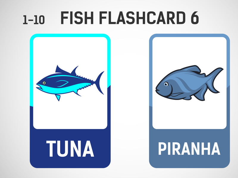 Fish flashcards for kids. Educational cards for preschool. ~ EpicPxls