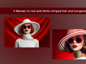 Woman in red and white striped hat and sunglasses