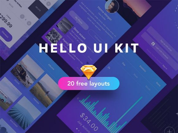 你好。用于Sketch的免费UI套件样本(Hello: A free UI kit sample for Sketch)插图