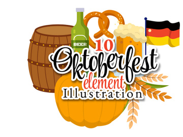 10 Happy Oktoberfest Beer Festival Elements Illustration