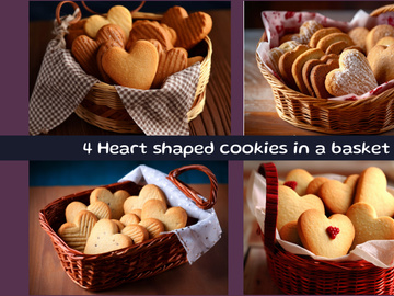 Heart shaped cookies in a basket