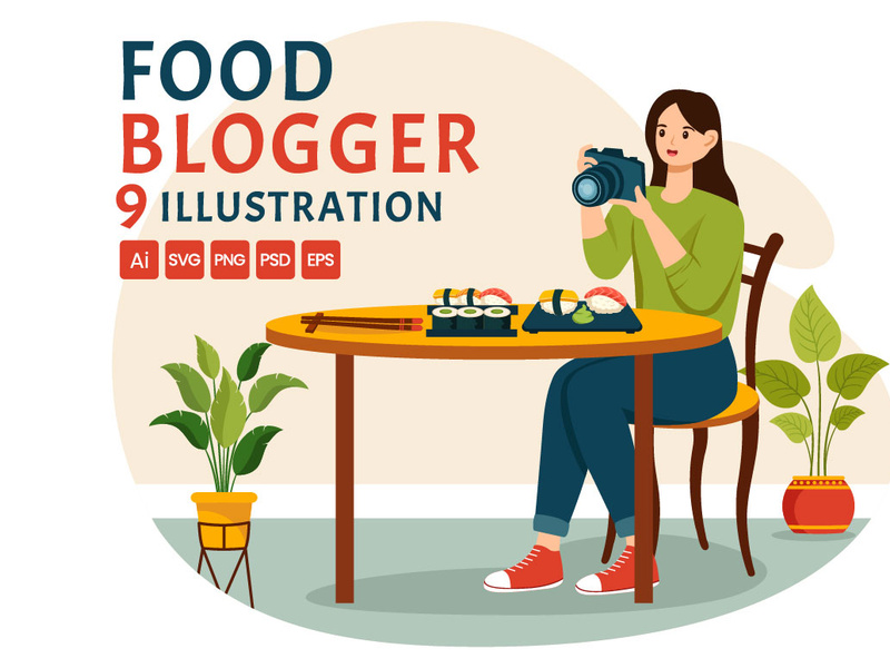 9 Food Blogger Illustration by denayuneep ~ EpicPxls