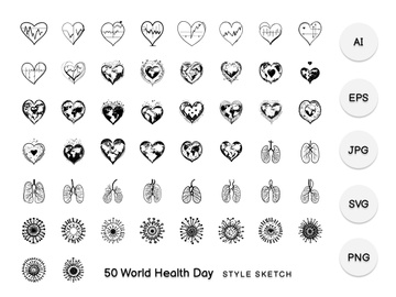 World Health Day Element Draw Black