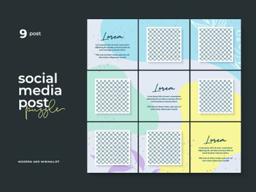 Social Media Post Template Instagram Puzzle Vector
