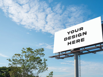 Billboard blank with blue sky background for advertisement spring sunny day