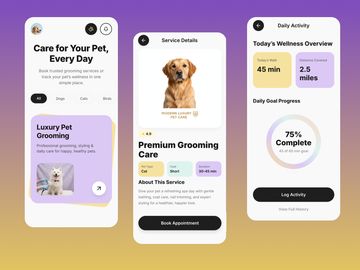 Luxury Pet Grooming & Wellness App Design | Modern Mobile UI Cas