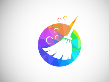 Low Poly Cleaning Service Logo Design Template, Cleaning Company Logo Sign Symbol.